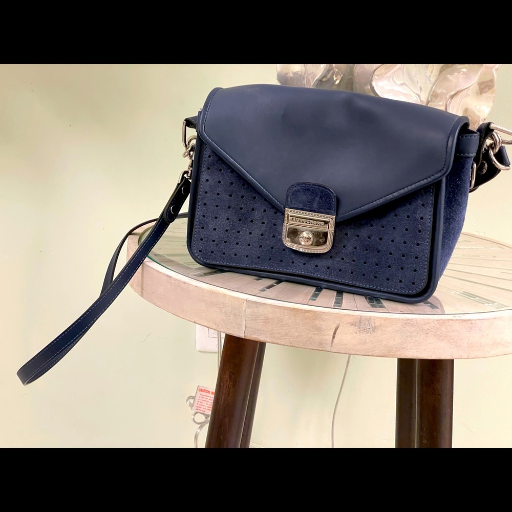 Longchamp leather blue bag, small.